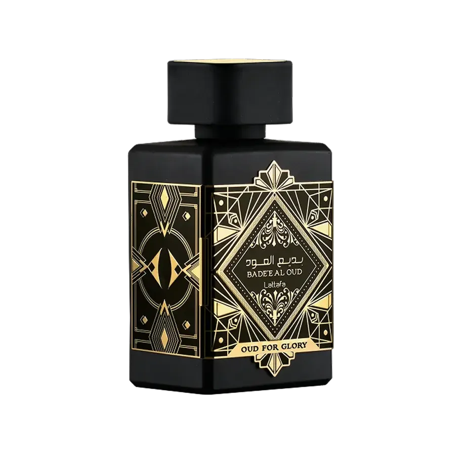Lattafa Badee Al Oud Glory perfume bottle 100ml front view