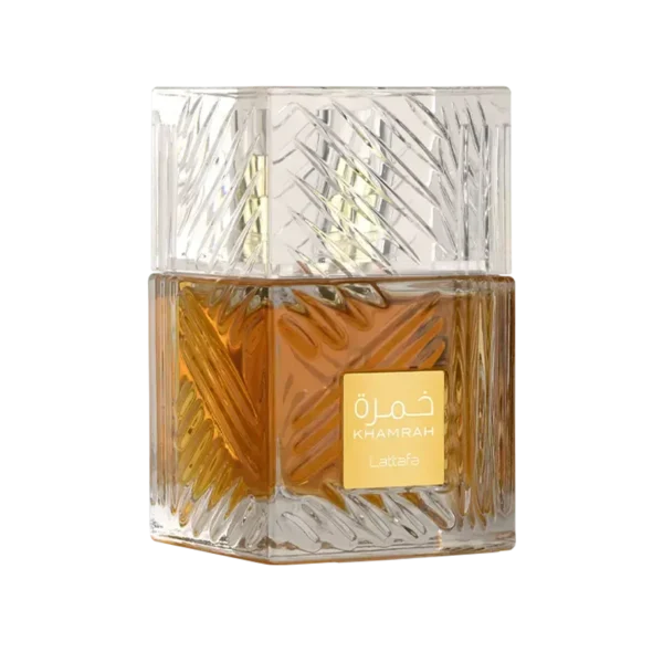 Lattafa Khamrah perfume bottle 100ml front view
