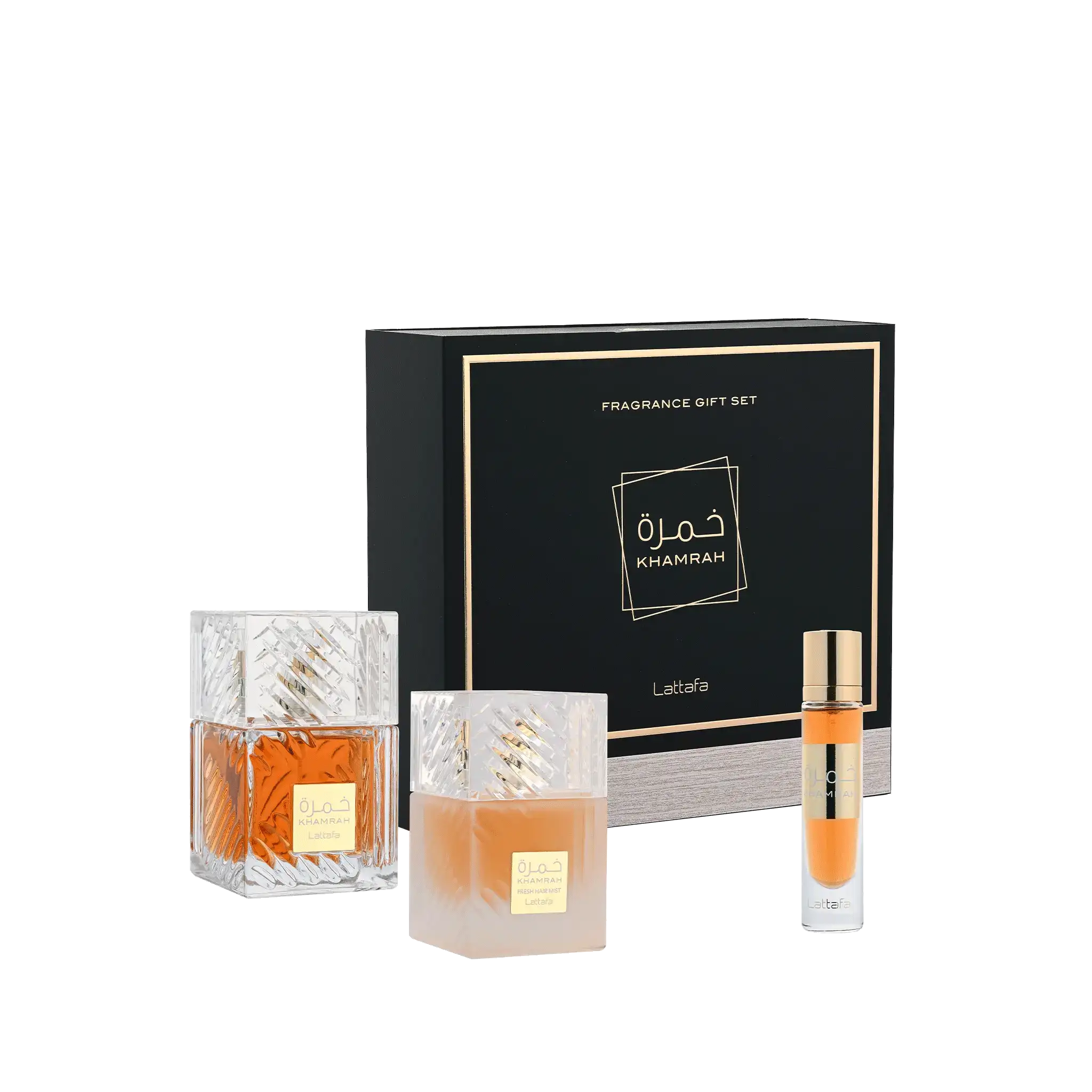 Lattafa Khamrah Gift Set 3 Pcs full set display