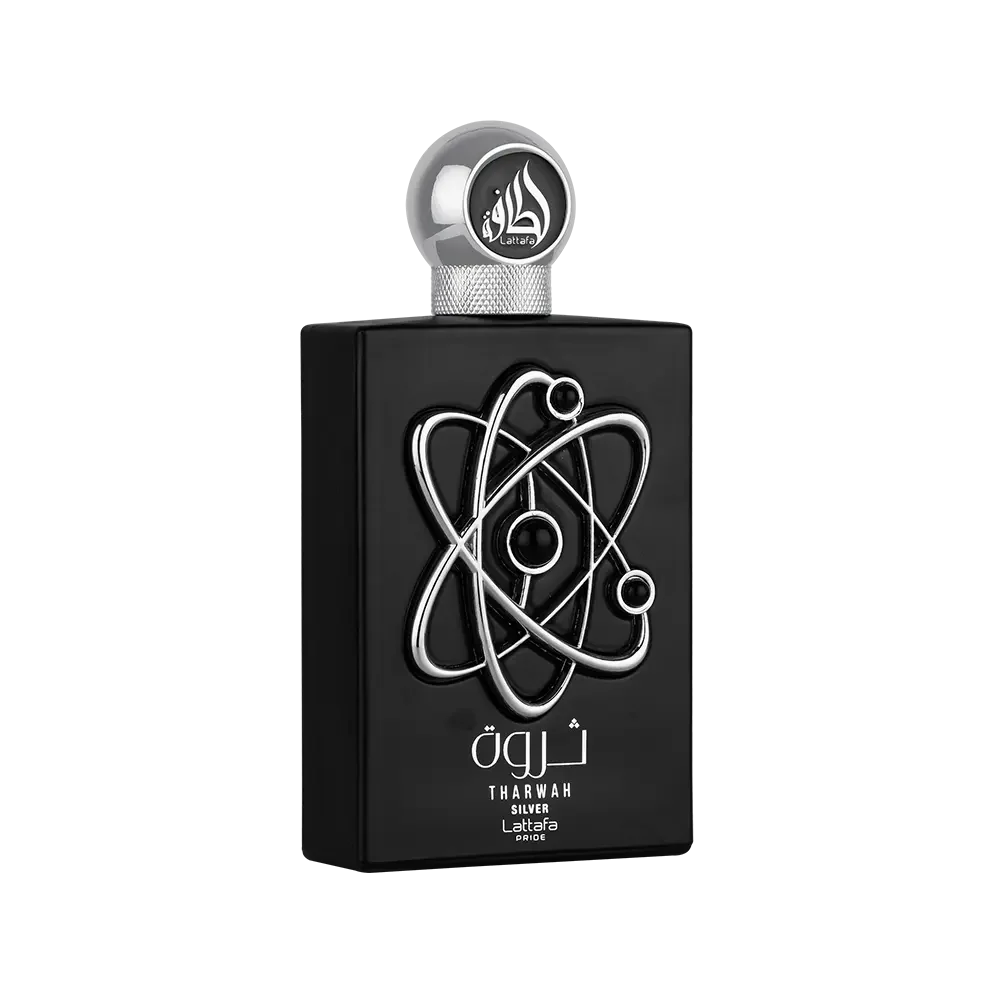 Lattafa Pride Tharwah Silver perfume bottle 100ml front view