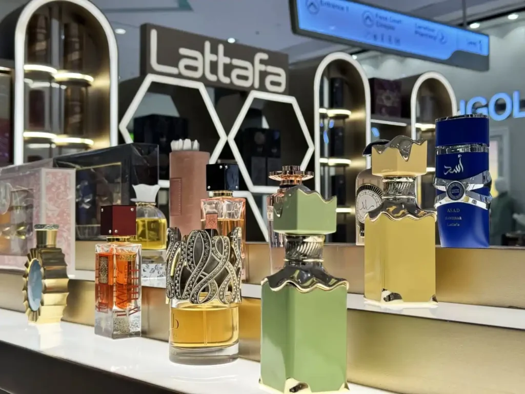 lattafa perfumes uae collection display shelf